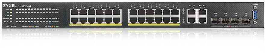 ZYXEL GS2220-28HP, ES REGIONAS, 24 PRIEVADŲ GBE L2 POE KOMUTATORIUS SU GBE UPLINK (1 METŲ NCC PRO PACK LICENCIJA) (5 METŲ GARANTIJA)