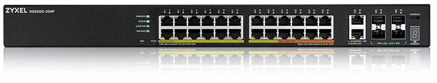 ZYXEL XGS2220-30HP, L3 prieigos komutatorius, 400W POE, 16XPOE+/10XPOE++, 24X1G RJ45 2X10MG RJ45, 4X10G SFP+ UPLINK, įskaitant 1 metų „Nebulaflex Pro“ (5 metų garantija)