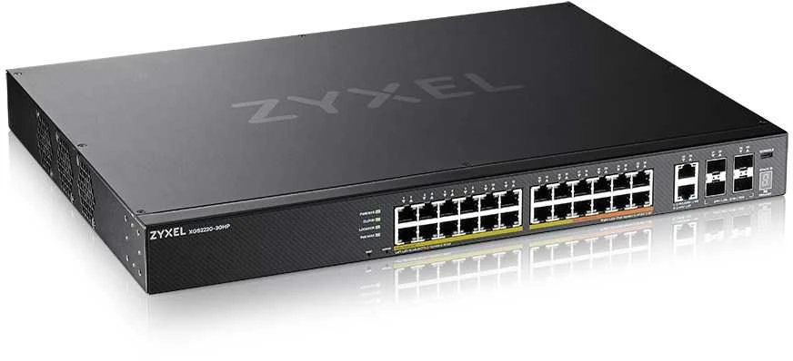 ZYXEL XGS2220-30HP, L3 prieigos komutatorius, 400W POE, 16XPOE+/10XPOE++, 24X1G RJ45 2X10MG RJ45, 4X10G SFP+ UPLINK, įskaitant 1 metų „Nebulaflex Pro“ (5 metų garantija)