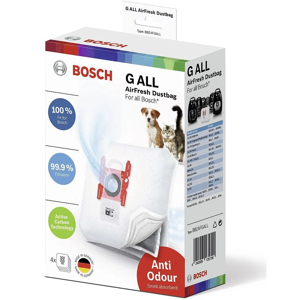 Bosch BBZAFGALL dulkių siurblio dulkių maišelis, AirFresh G ALL