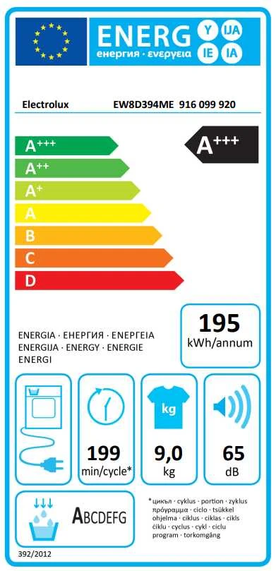 Džiovyklė Electrolux EW8D394ME
