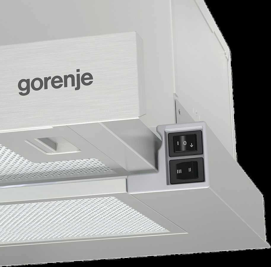 Gartraukis Gorenje | Gaubtas | TH60E3X | Teleskopinis | C energijos vartojimo efektyvumo klasė | Plotis 60 cm | 350 m³/h | Mechaninis valdymas | LED | Inox