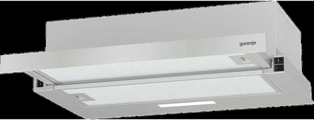 Gartraukis Gorenje | Gaubtas | TH60E3X | Teleskopinis | C energijos vartojimo efektyvumo klasė | Plotis 60 cm | 350 m³/h | Mechaninis valdymas | LED | Inox