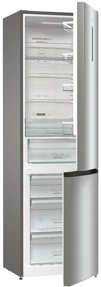 Gorenje | Šaldytuvas | NRK6202AXL4 | Energy efficiency class E | Free standing | Combi | Height 200 cm | No Frost system | Šaldytuvas net capacity 235 L | Šaldiklis net capacity 96 L | Ekranas | 38 dB | Nerūdijantis plienas