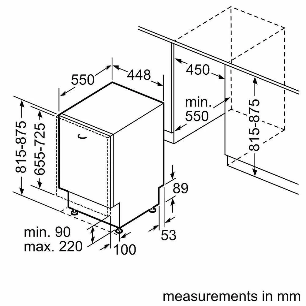 Bosch SPV2HMX42E Serija 2, Visiškai integruota indaplovė, 45 cm