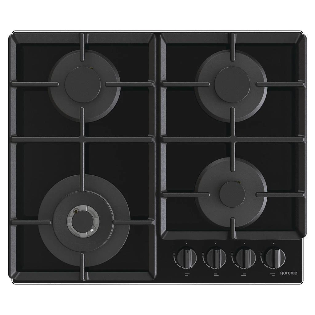 Gorenje | Kaitlentė | GTW641EB | Dujos ant stiklo | Degiklių / virimo zonų skaičius 4 | Sukamosios rankenėlės | Juodas