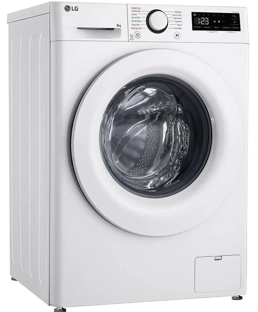 LG | Skalbimo mašina | F2WR508SWW | Energy efficiency class A | Front loading | Skalbimo talpa 8kg | 1200 RPM | Gylis 47.5 cm | Plotis 60 cm | Ekranas | LED | Steam function | Direct drive | Baltas