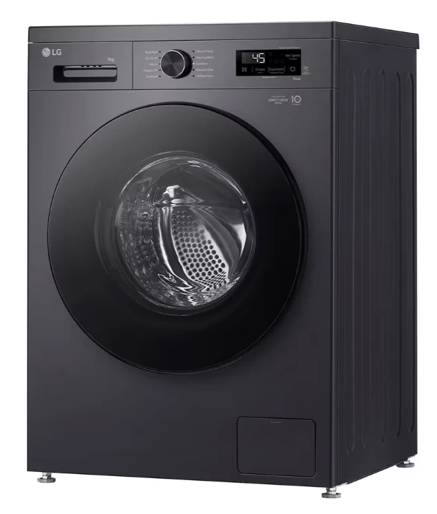 LG | Skalbimo mašina | F4X1009NMB | Energy efficiency class A | Front loading | Skalbimo talpa 9kg | 1400 RPM | Gylis 55 cm | Plotis 60 cm | Ekranas | LED | Steam function | Direct drive | Wi-Fi | Graphite Juodas