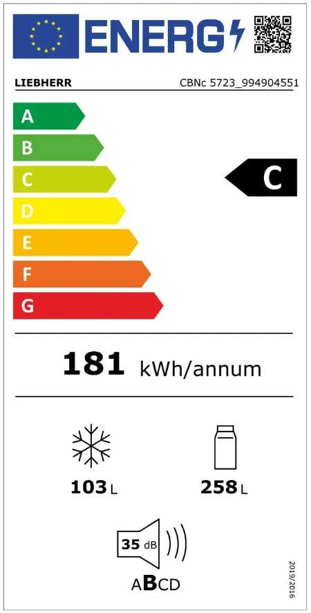 LIEBHERR CBNc 5723 Plus BioFresh NoFrost Šaldytuvas-šaldiklis