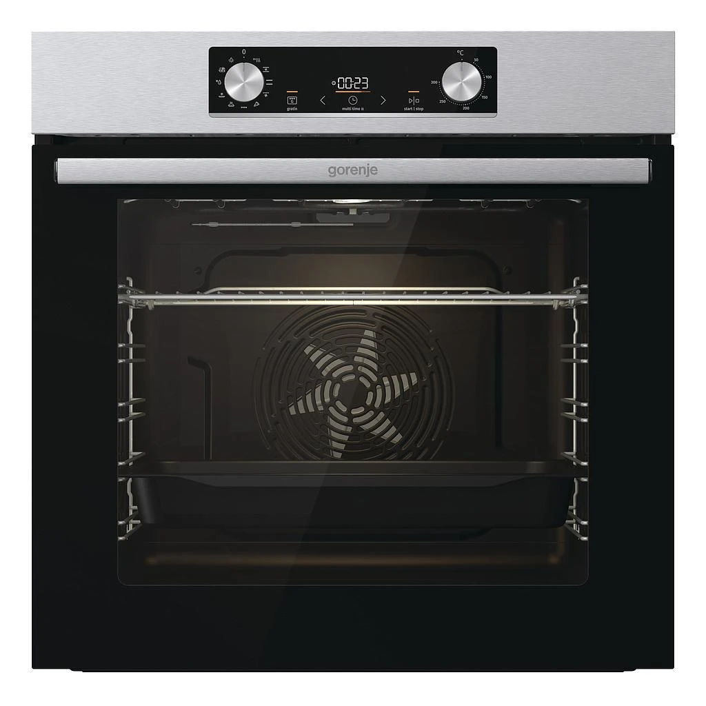 Gorenje | Orkaitė | BO6735E02X | 77 L | Daugiafunkcis | EcoClean | Mechaninis valdymas | Aukštis 59,5 cm | Plotis 59,5 cm | Nerūdijantis plienas