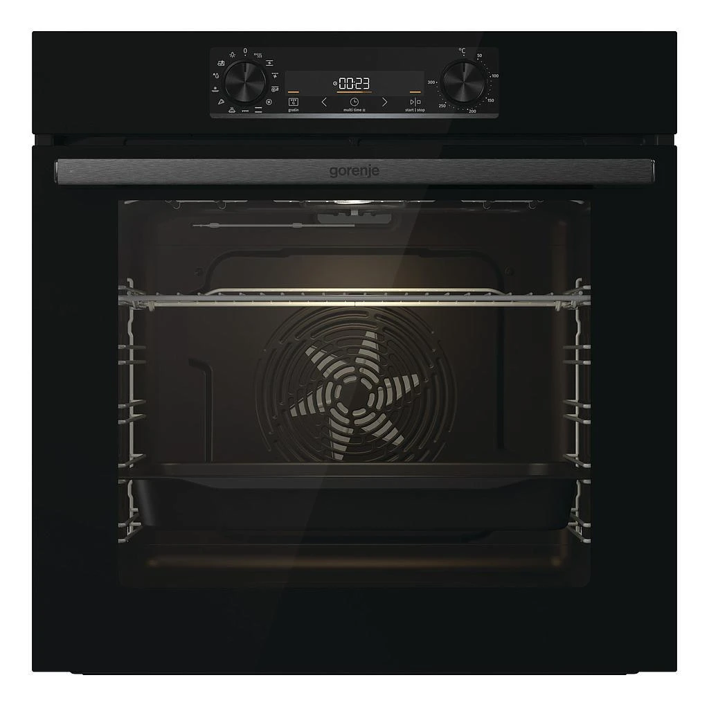 Gorenje | Orkaitė | BO6737E02BG | 77 L | Daugiafunkcis | EcoClean | Mechaninis valdymas | Konvekcija | Aukštis 59,5 cm | Plotis 59,5 cm | Juodas