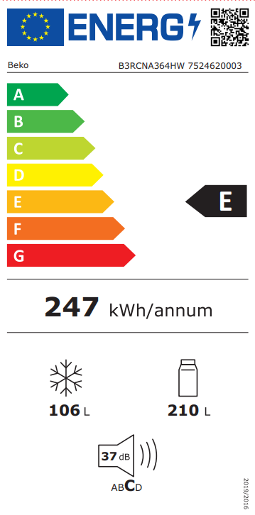 Šaldytuvas BEKO B3RCNA364HW