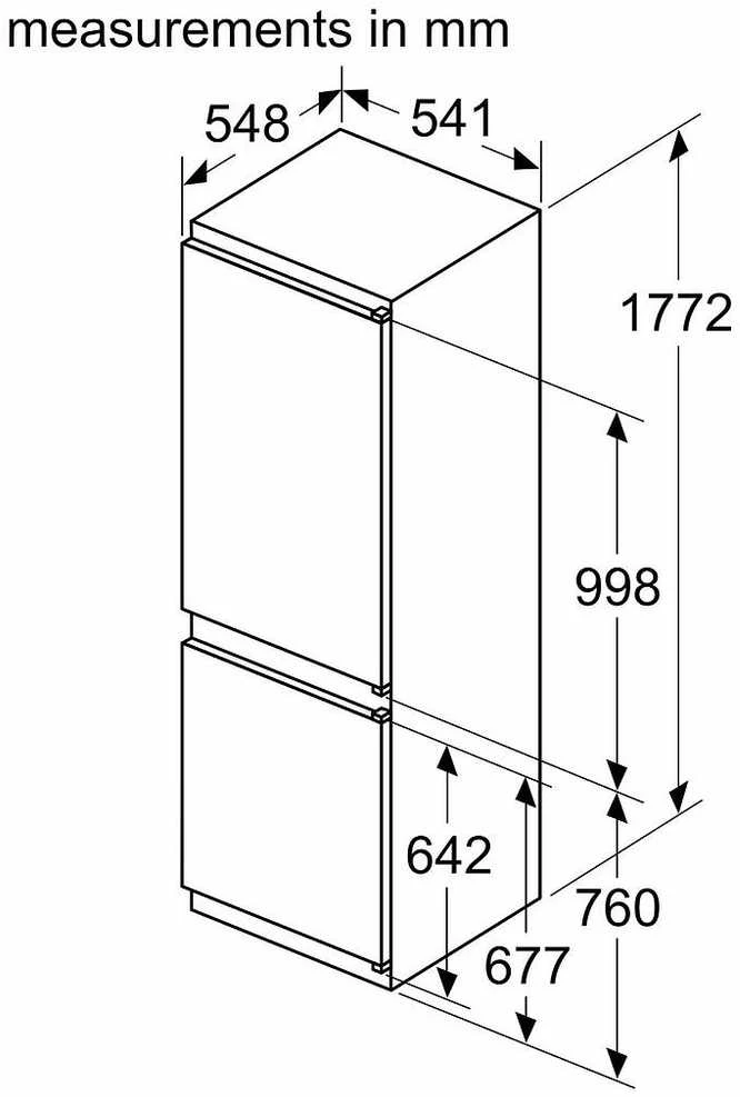 Įmontuojamasis šaldytuvas Bosch KIN86VSE0 Serija 4, 177.2 x 54.1 cm