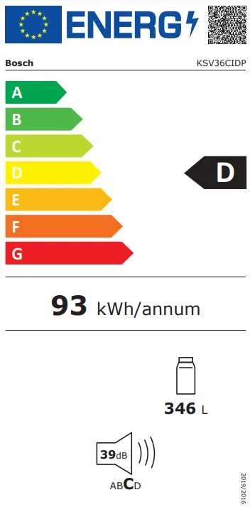 Šaldytuvas Bosch KSV36CIDP 4 serija, Nerūdijančio plieno (atsparus pirštų antspaudams)