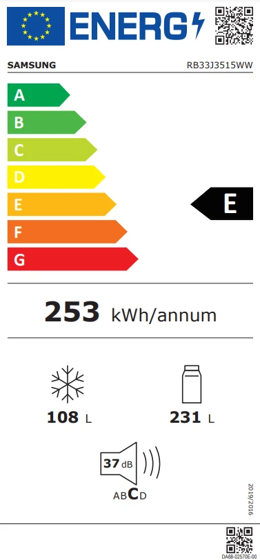 Šaldytuvas Samsung RB33J3515WW/EF