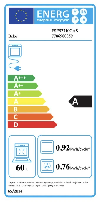 Viryklė Beko FSE57310GAS 50cm, juoda