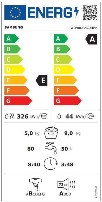 Skalbimo mašina - džiovyklė Samsung WD90DG5G34BELE