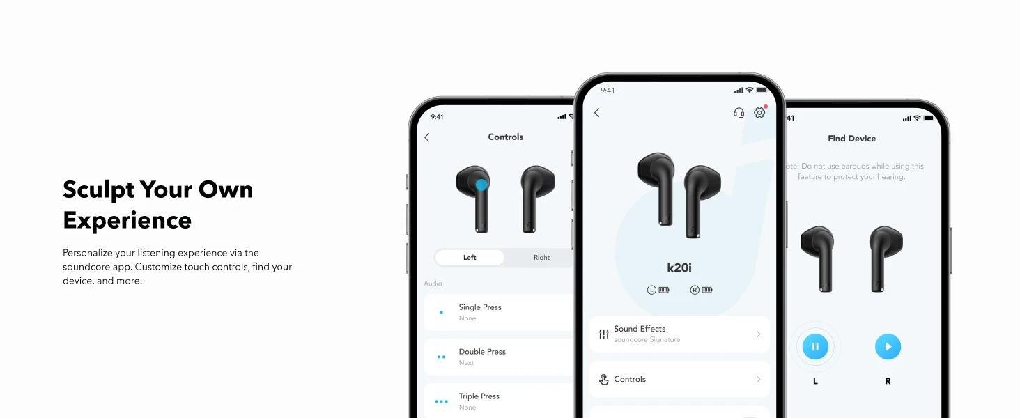 Belaidės ausinės Anker Soundcore K20i, Violetinės spalvos aprašymas - Prekės nuotrauka