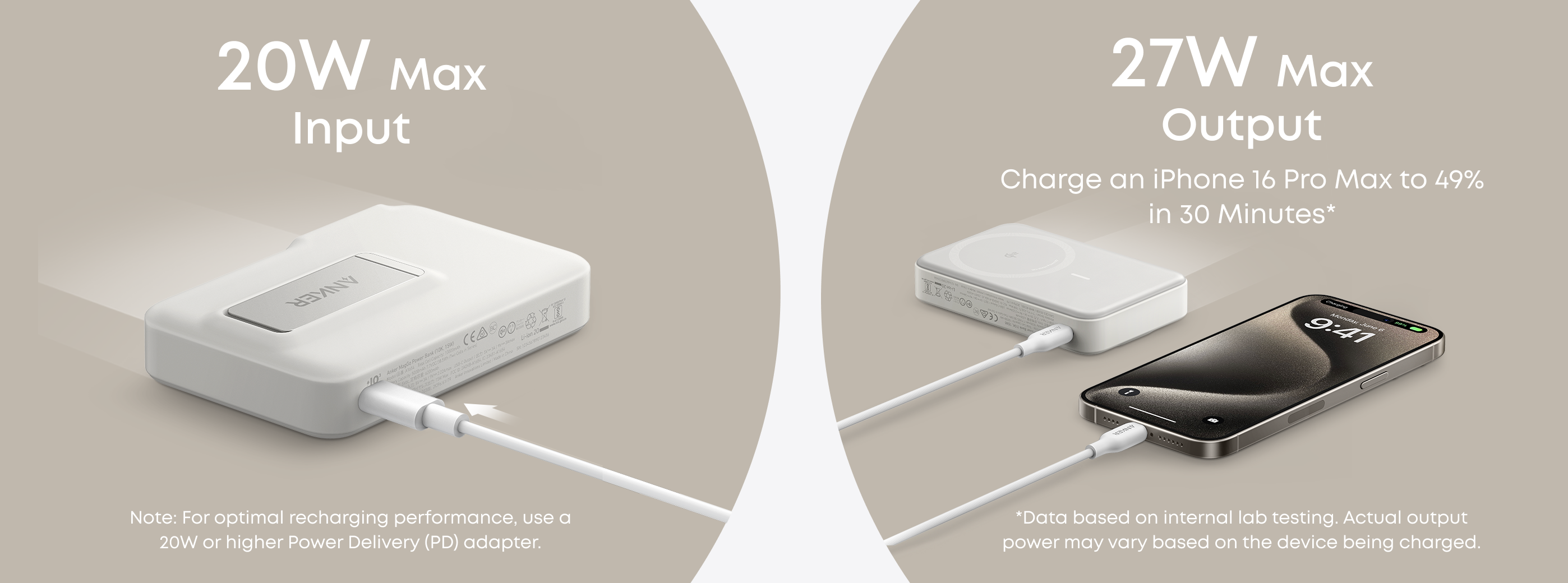 Išorinė Baterija - Anker MagGo 10000mAh 15W, Balta aprašymas - Prekės nuotrauka