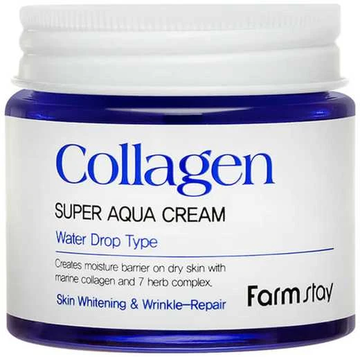 FarmStay Collagen Super Aqua Cream Drėkinamasis veido kremas su kolagenu, 80 ml