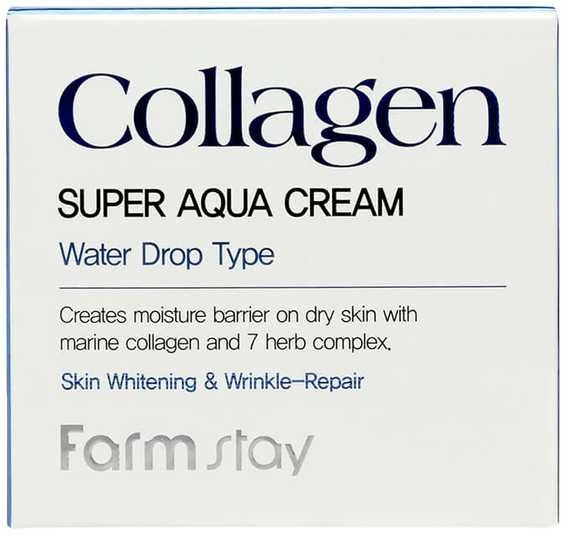 FarmStay Collagen Super Aqua Cream Drėkinamasis veido kremas su kolagenu, 80 ml