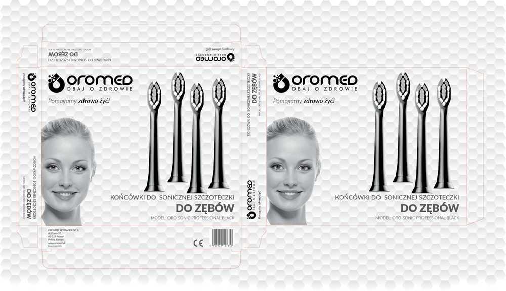 Dantų šepetėlis Oro-med Dantų šepetėlio Oromed ORO-SONIC PROFESSIONAL Antgaliai, juodas 4vnt