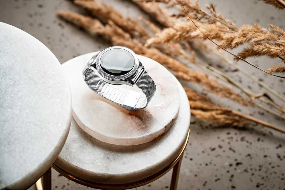 Išmanusis laikrodis Oro Smart Crystal, Sidabrinės spalvos su blizgiu apvadu