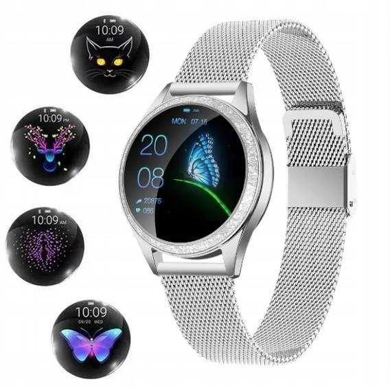 Išmanusis laikrodis Oro Smart Crystal, Sidabrinės spalvos su blizgiu apvadu