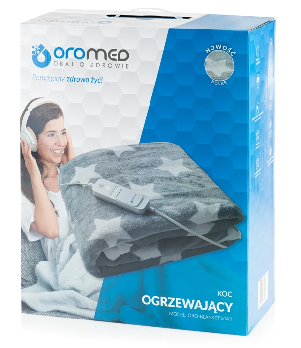 Oro-med Elektrinė Antklodė - OROMED 120 W, 130 x 180 cm Fleece Balta/Pilka