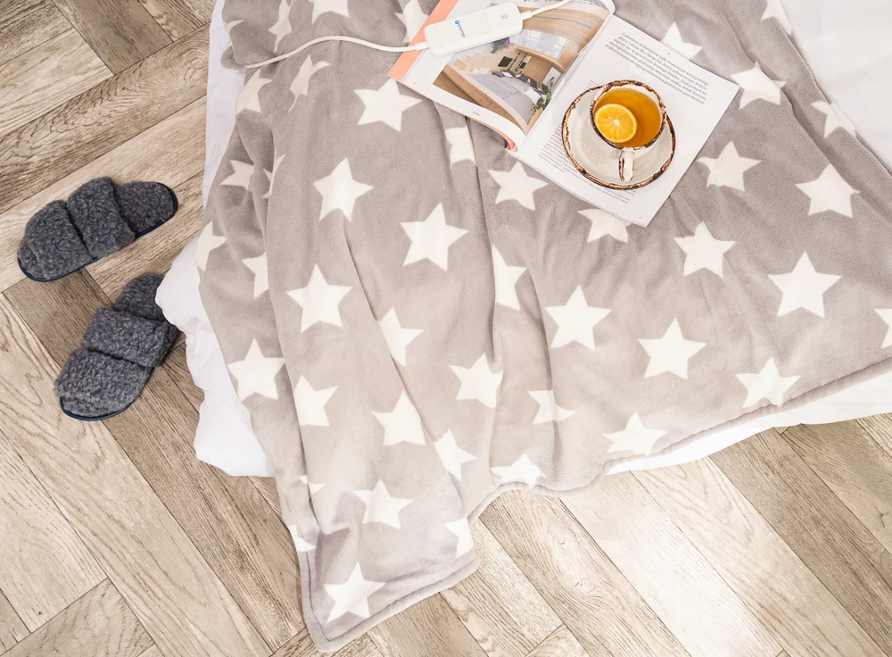 Oro-med Elektrinė Antklodė - OROMED 120 W, 130 x 180 cm Fleece Balta/Pilka