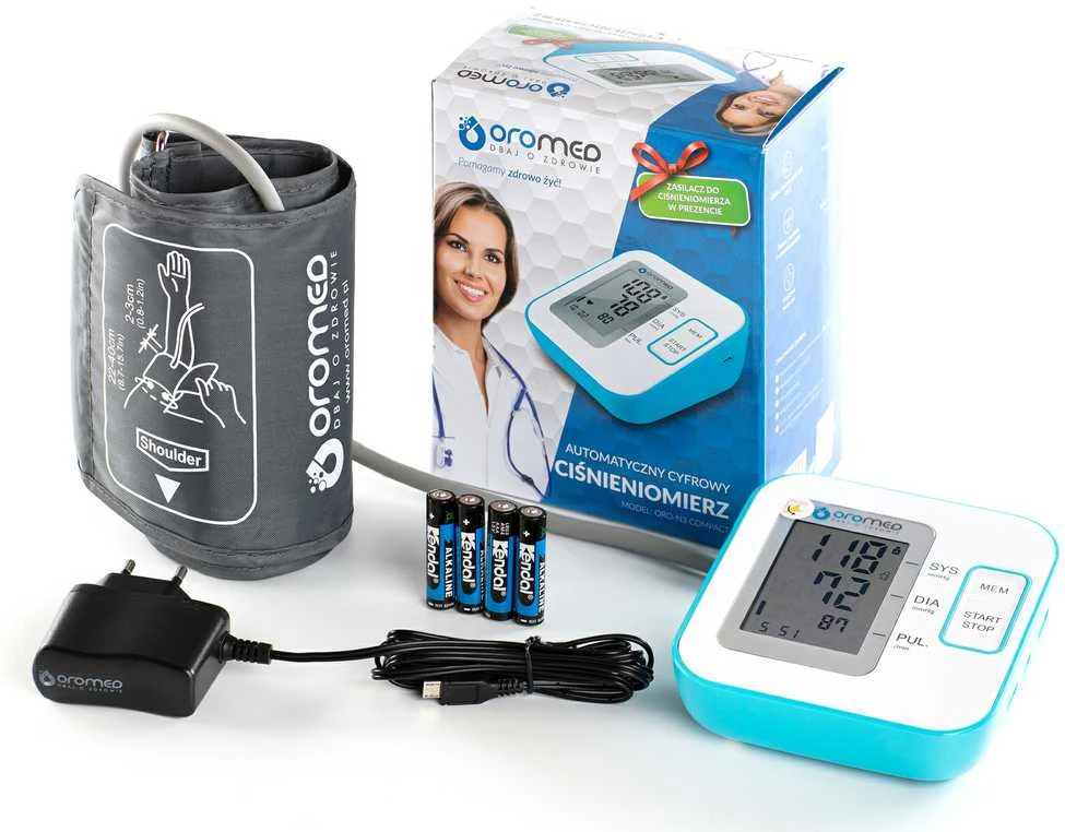 Elektroninis rankos kraujospūdžio matuoklis OROMED N3 COMPACT USB + maitinimo šaltinis aprašymas - Prekės nuotrauka