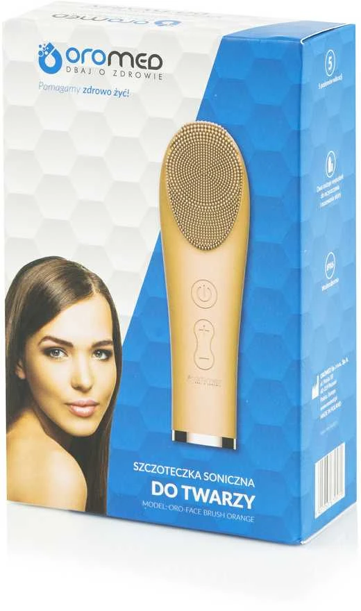 Oro-med Sonic šepetėlis makiažui valyti ir veido masažui atlikti, Oranžinis