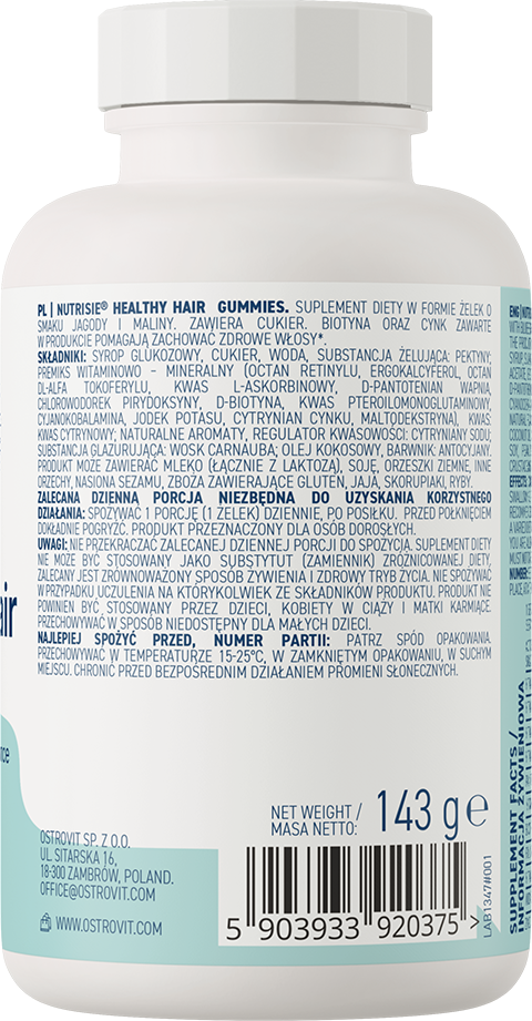 OstroVit NUTRISIE® Healthy Hair Gummies – 60 guminukų
