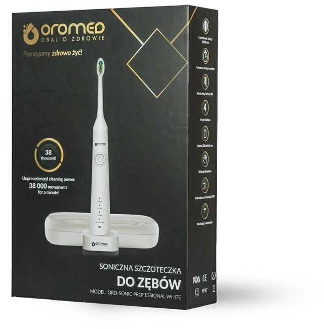 Oro-med Dantų Šepetėlis - ORO-SONIC PROFESSIONAL Baltas 45000 VPM Atspari Vandeniui