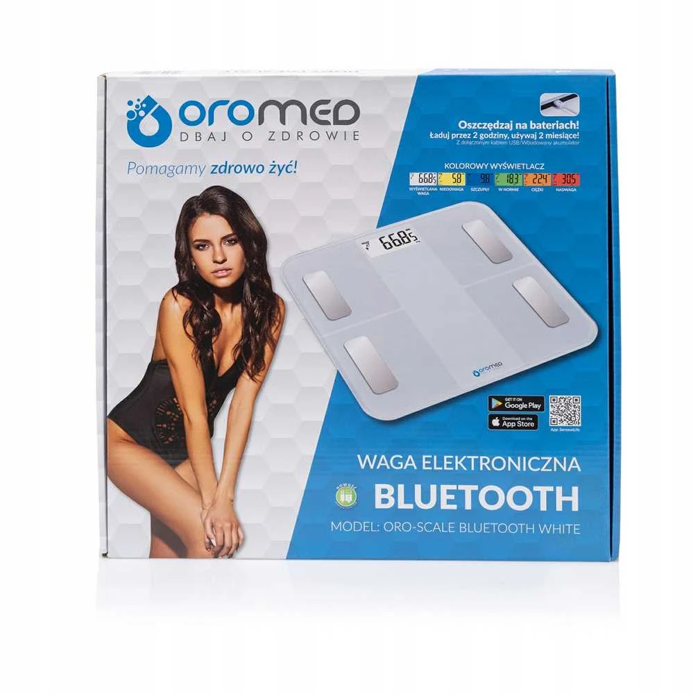 Virtuvinės svarstyklės Oro-med Vonios Svarstyklės - ORO-SCALE Bluetooth Baltos