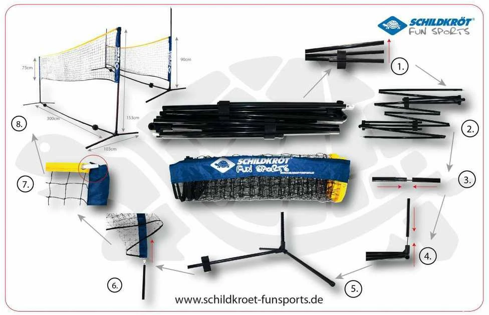 Tinklinio tinklo rinkinys Schildkrot Shielded Croquet Combi, 3m