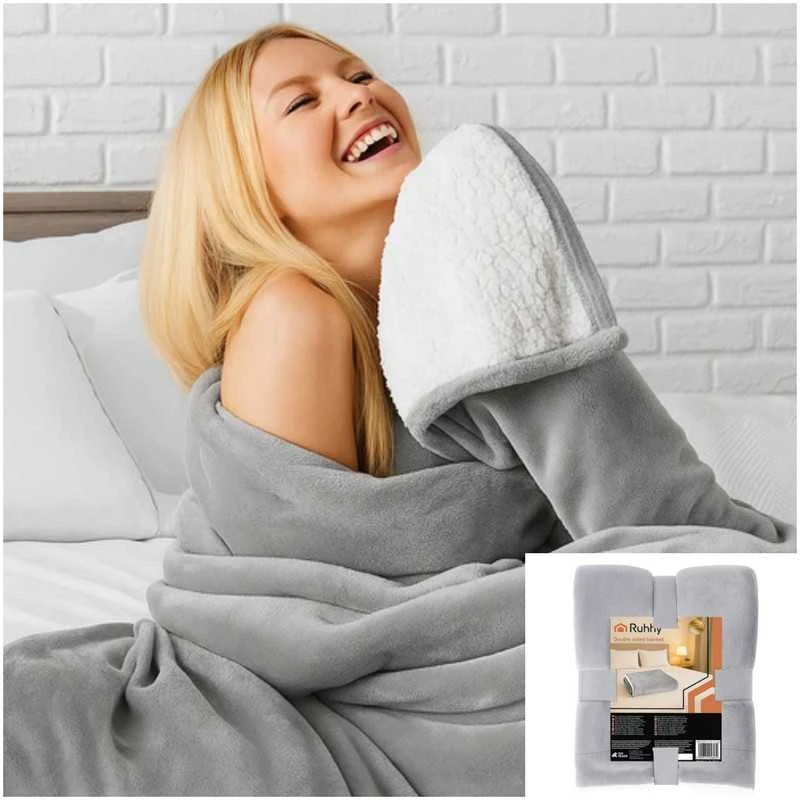 Double-sided blanket 150x200cm light pilka Ruhhy 26293
