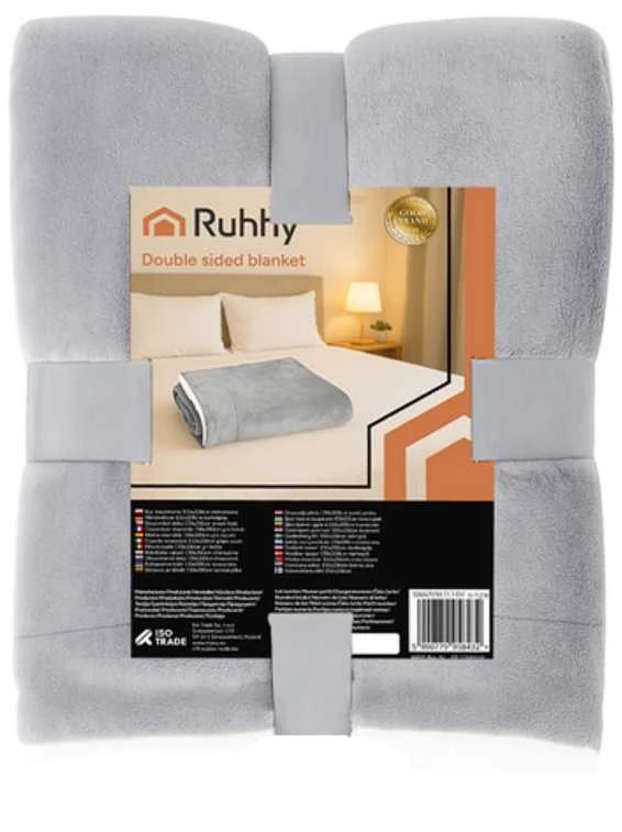 Double-sided blanket 150x200cm light pilka Ruhhy 26293