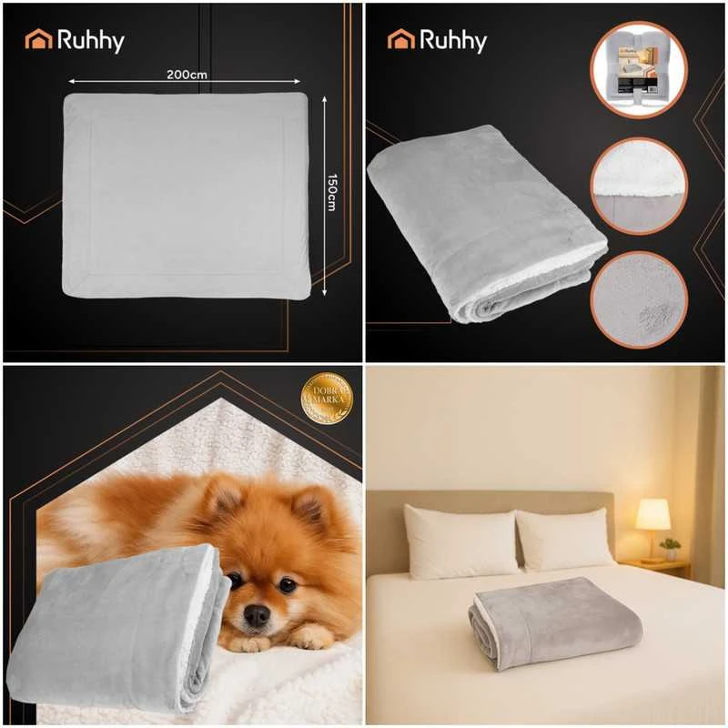 Double-sided blanket 150x200cm light pilka Ruhhy 26293