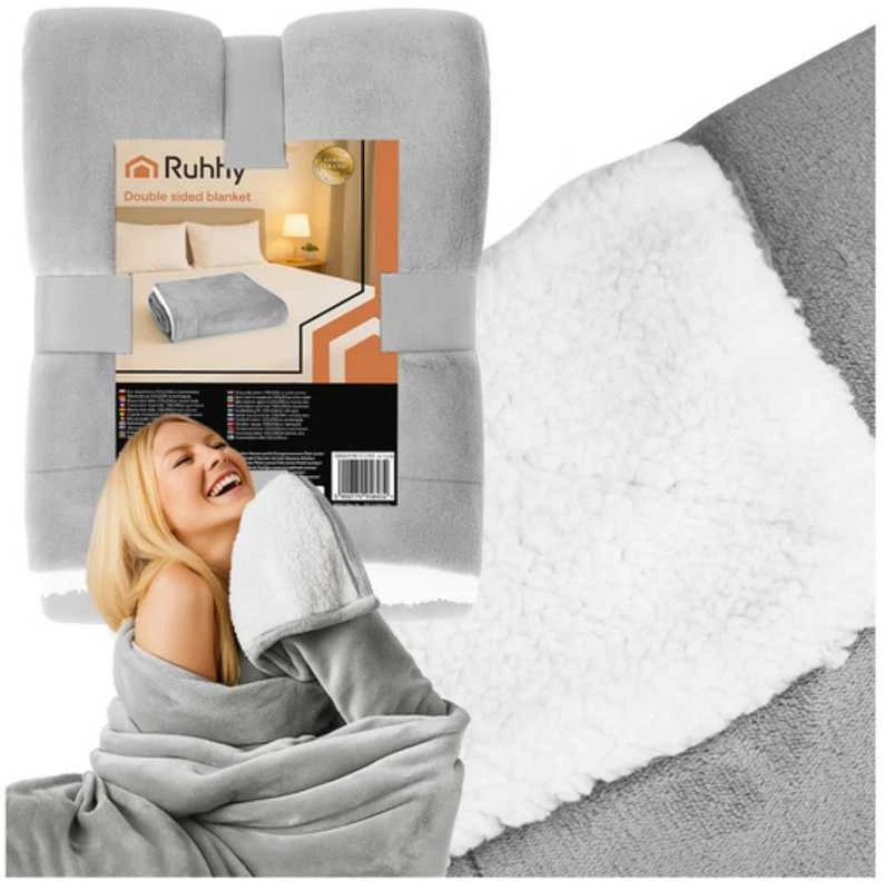 Double-sided blanket 150x200cm light pilka Ruhhy 26293