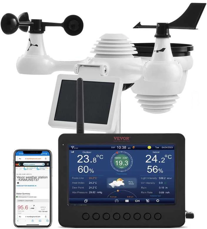 VEVOR Meteorologinė bevielė orų stotelė YT60233 7in1 WiFi