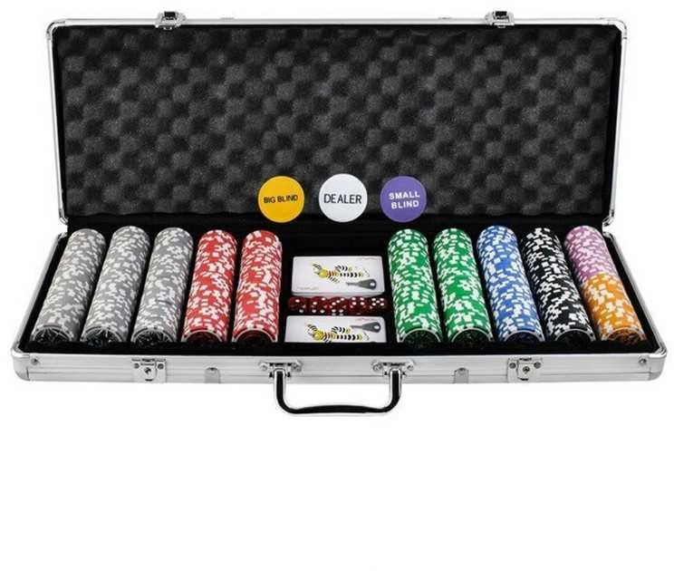 Pokerio žetonų rinkinys lagaminėlyje Malatec, 500 žetonų.