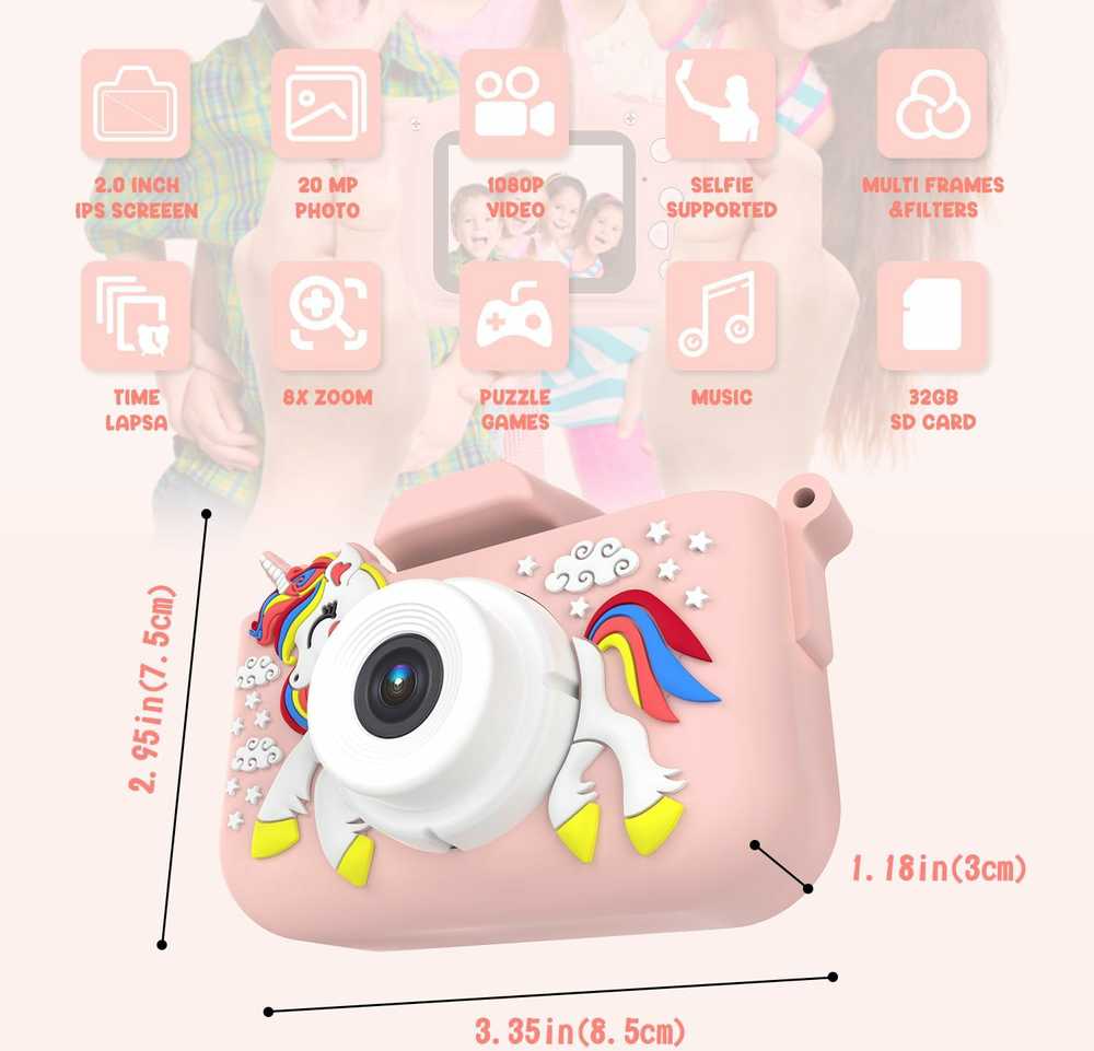 Vaikiškas fotoaparatas VF5 Rožinė Unicorn