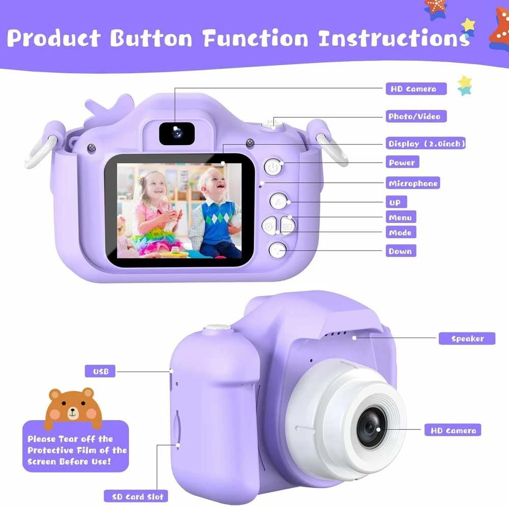 Vaikiškas fotoaparatas VF7 Unicorn Violetinė