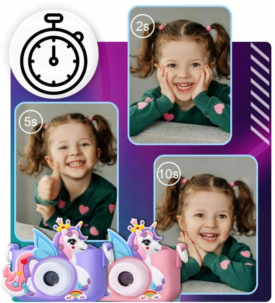 Vaikiškas fotoaparatas VF7 Unicorn Violetinė