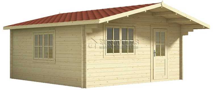 Eurovudas Medinis sodo namelis Faro 5x4m, 44mm