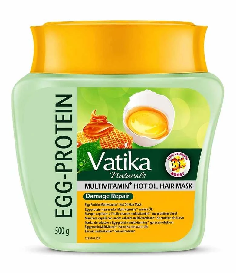 Kiaušinių baltymų ir karšto aliejaus plaukų kaukė Multivitamin, Dabur Vatika, 500g