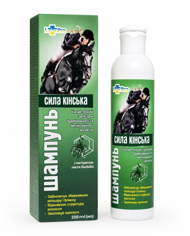 Lekopro Šampūnas dažytiems ir sruogelėmis šviesintiems plaukams Horse Power, 250 ml