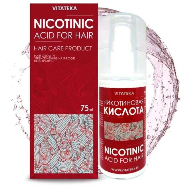 Nikotino rūgštis plaukų priežiūrai Vitateka, purškalas 75 ml