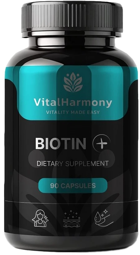 Pagaminta ES pagal SIA MatrixSoftLabs užsakymą (Latvija) VH.Nutra Biotin Plus 90 kapsulių